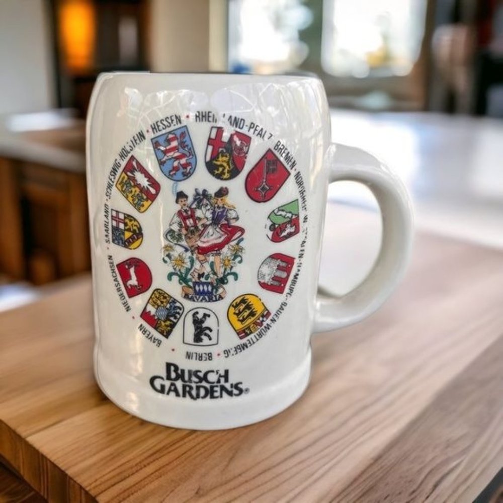 BUSCH GARDENS Porcelain Stein Mug Reutter Germany Beer Souvenir